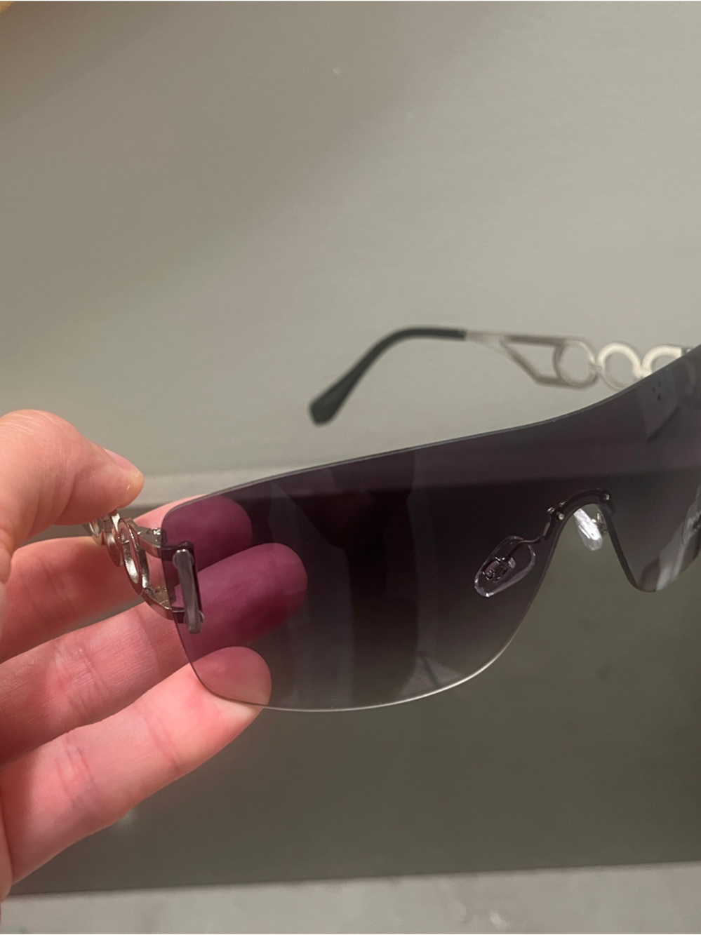 Purple Rimless Shield Sunglasses - Women Accessories - Picture 3 of 4
